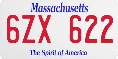 MA license plate 6ZX622