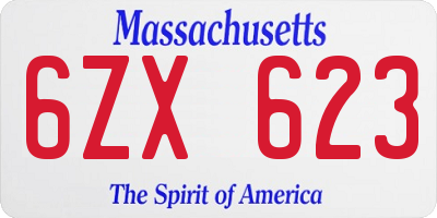 MA license plate 6ZX623