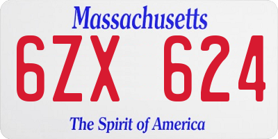 MA license plate 6ZX624