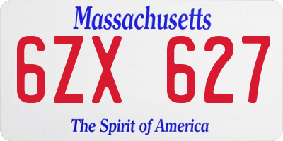 MA license plate 6ZX627