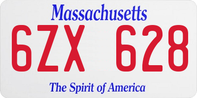 MA license plate 6ZX628