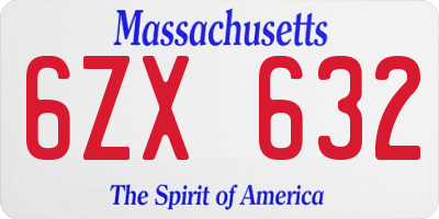 MA license plate 6ZX632