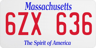 MA license plate 6ZX636