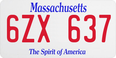 MA license plate 6ZX637