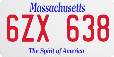 MA license plate 6ZX638