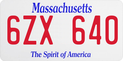 MA license plate 6ZX640