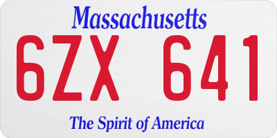 MA license plate 6ZX641