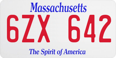 MA license plate 6ZX642