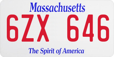 MA license plate 6ZX646