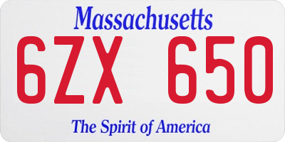 MA license plate 6ZX650