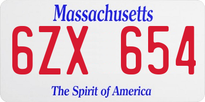 MA license plate 6ZX654