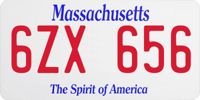 MA license plate 6ZX656