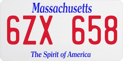 MA license plate 6ZX658