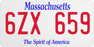 MA license plate 6ZX659