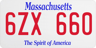 MA license plate 6ZX660