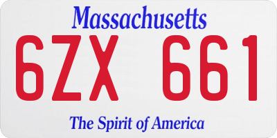MA license plate 6ZX661