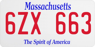 MA license plate 6ZX663