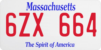 MA license plate 6ZX664