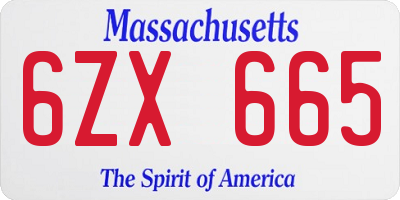 MA license plate 6ZX665