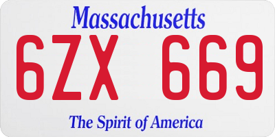 MA license plate 6ZX669