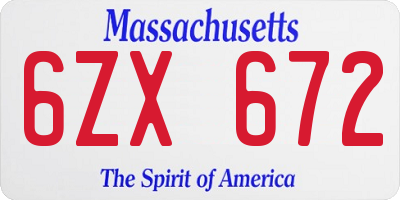 MA license plate 6ZX672