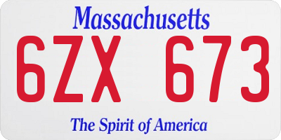 MA license plate 6ZX673