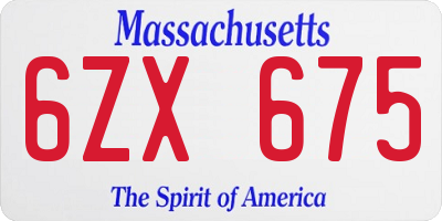 MA license plate 6ZX675