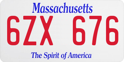 MA license plate 6ZX676