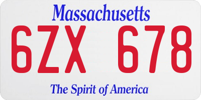 MA license plate 6ZX678