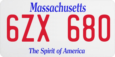 MA license plate 6ZX680