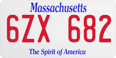MA license plate 6ZX682