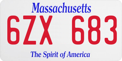 MA license plate 6ZX683