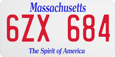 MA license plate 6ZX684