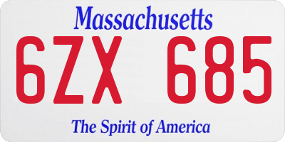 MA license plate 6ZX685