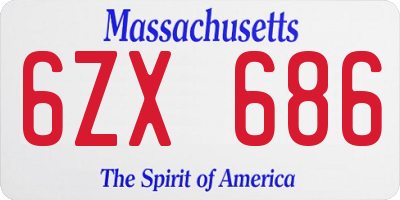MA license plate 6ZX686