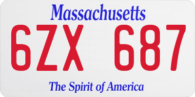 MA license plate 6ZX687