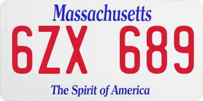 MA license plate 6ZX689