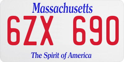 MA license plate 6ZX690