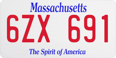 MA license plate 6ZX691