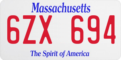 MA license plate 6ZX694