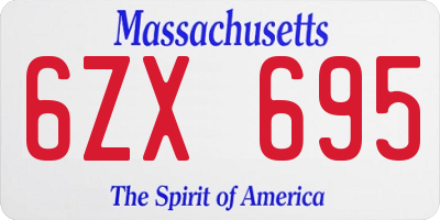MA license plate 6ZX695
