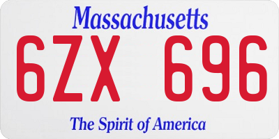 MA license plate 6ZX696