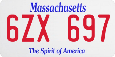 MA license plate 6ZX697