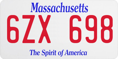 MA license plate 6ZX698