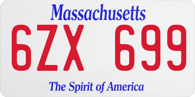 MA license plate 6ZX699