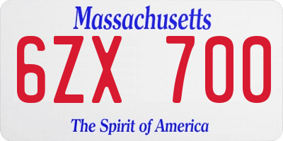 MA license plate 6ZX700