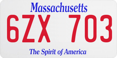 MA license plate 6ZX703