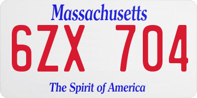 MA license plate 6ZX704