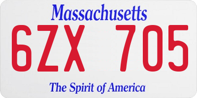 MA license plate 6ZX705