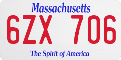 MA license plate 6ZX706